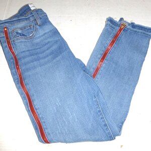 Etienne Marcel Women's Red Side Zip Stripe Jeans NO WAIST SIZE TAG PLEASE READ